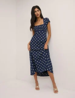 Pure Cotton Floral Bandeau Midi Dress