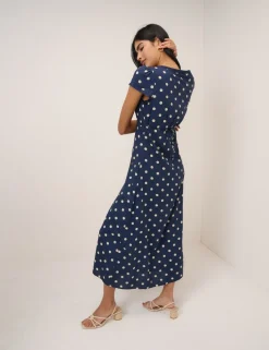 Pure Cotton Floral Bandeau Midi Dress