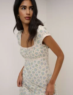 Pure Cotton Floral Bandeau Midi Dress