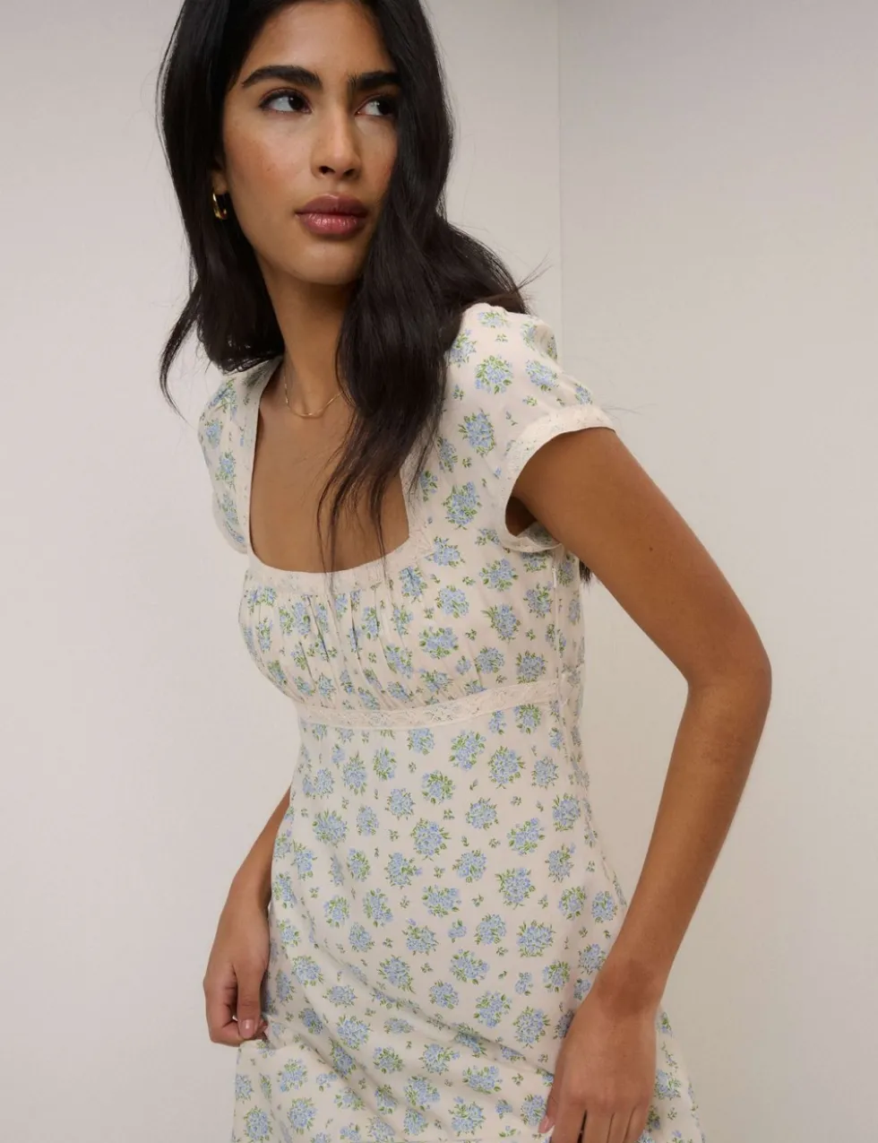 Pure Cotton Floral Bandeau Midi Dress