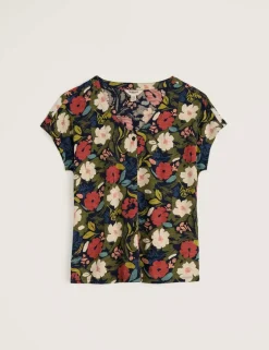 Pure Cotton Floral Button Through Top