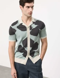 Pure Cotton Floral Button Through Polo