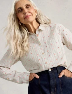 Pure Cotton Floral Collared Shirt