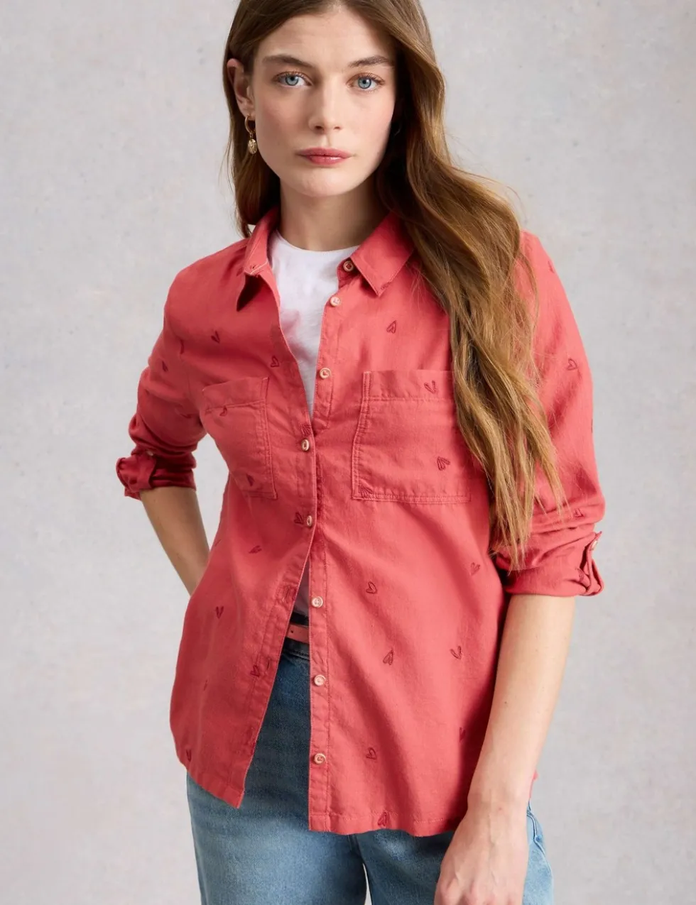 Pure Cotton Floral Collared Shirt