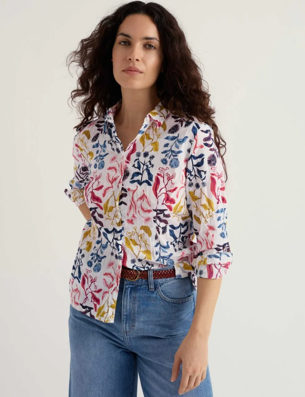 Pure Cotton Floral Collared Shirt