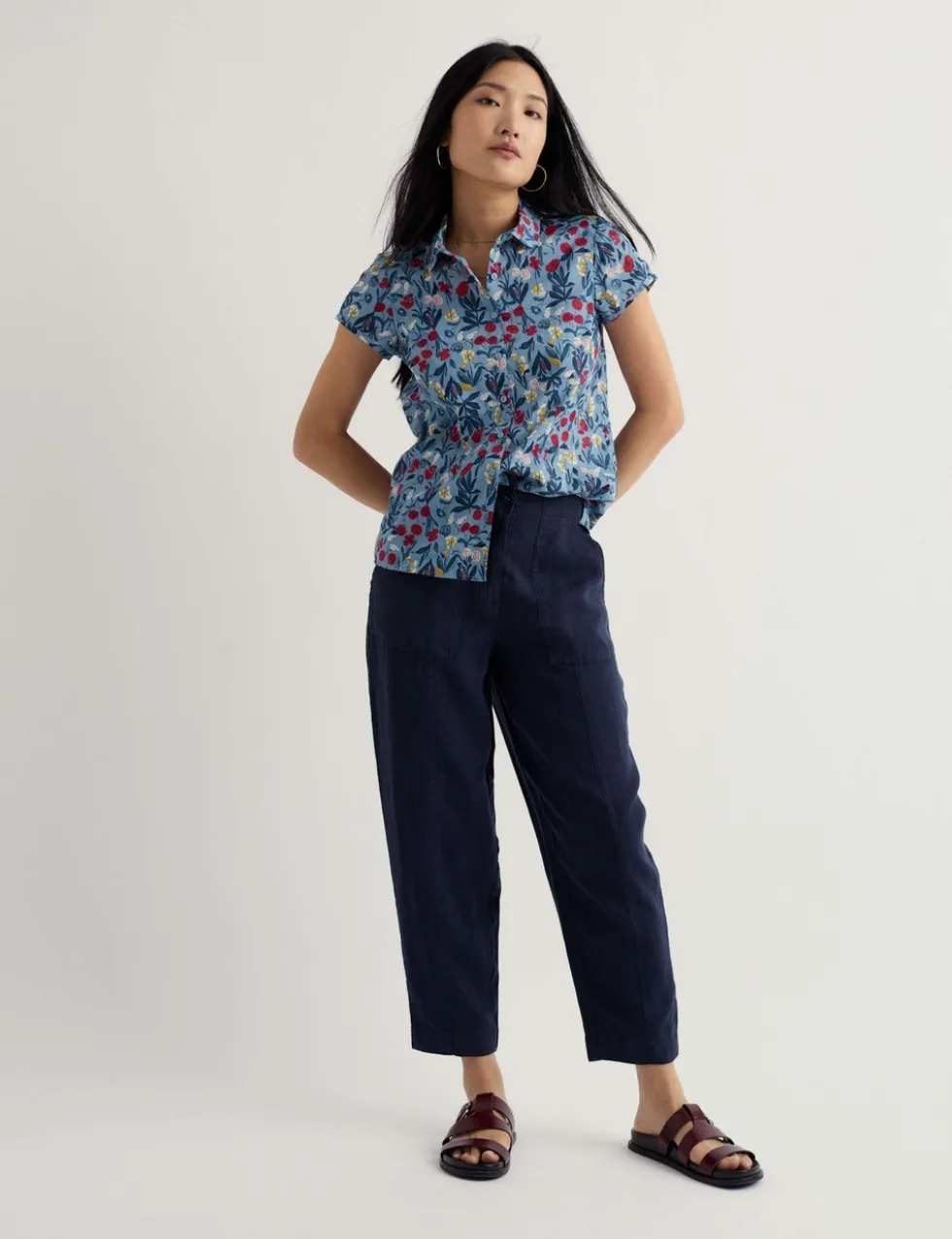 Pure Cotton Floral Collared Shirt