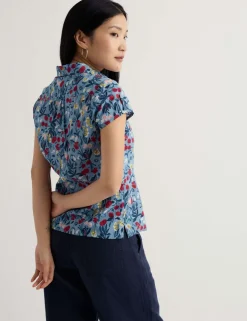 Pure Cotton Floral Collared Shirt