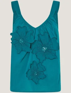 Pure Cotton Floral Embellished Cami Top