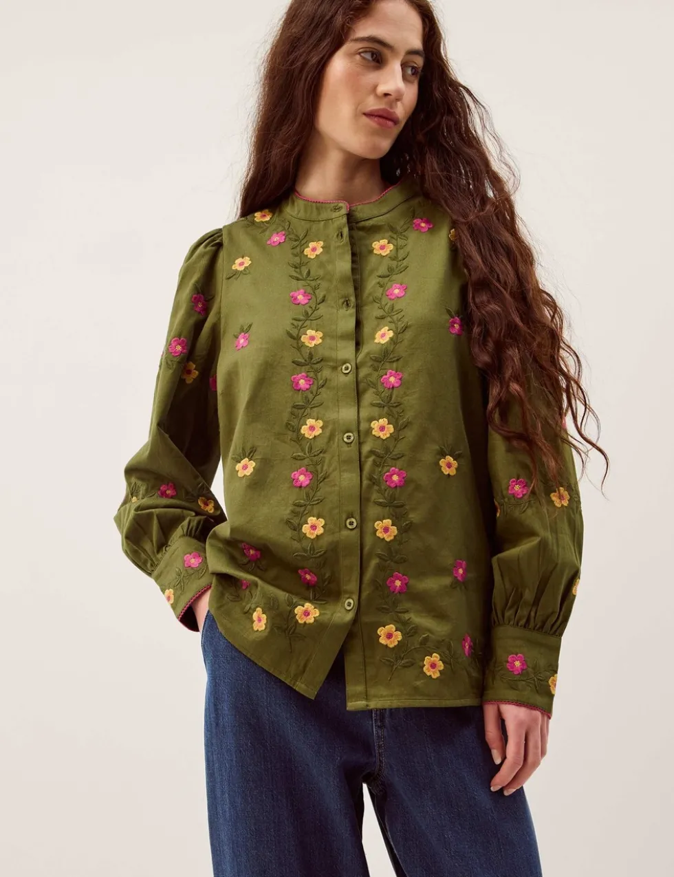 Pure Cotton Floral Embroidered Blouse