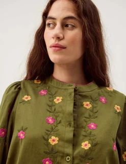 Pure Cotton Floral Embroidered Blouse
