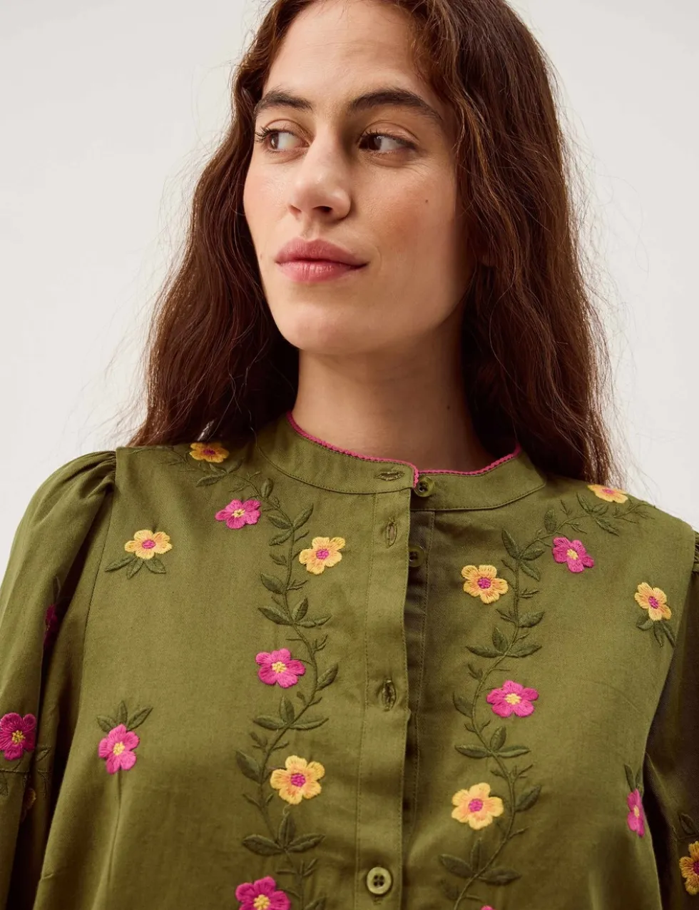 Pure Cotton Floral Embroidered Blouse