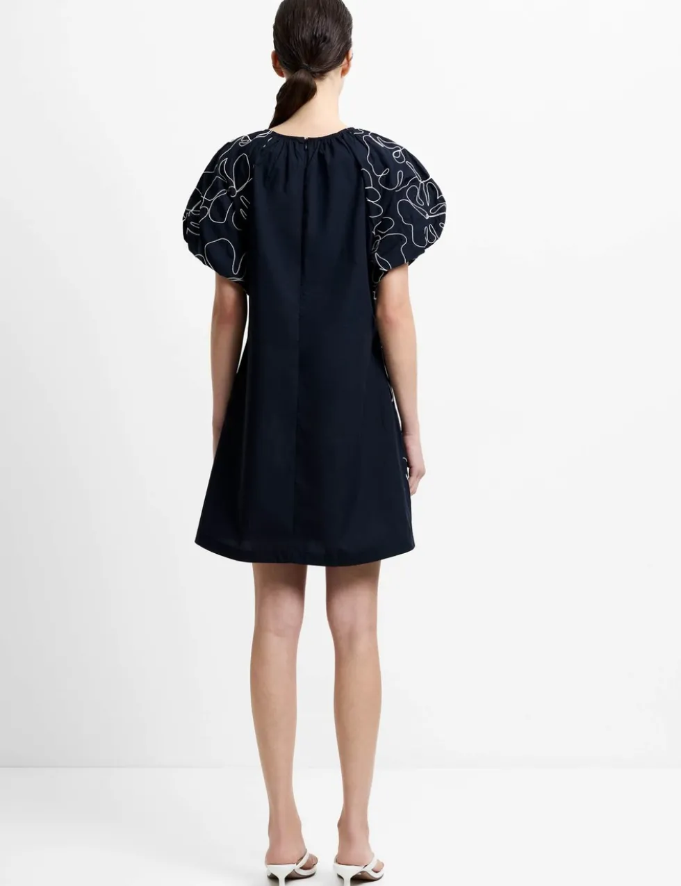 Pure Cotton Floral Embroidered Mini Shift Dress