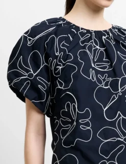 Pure Cotton Floral Embroidered Mini Shift Dress