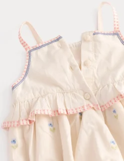 Pure Cotton Floral Embroidery Romper (0-2 Yrs)