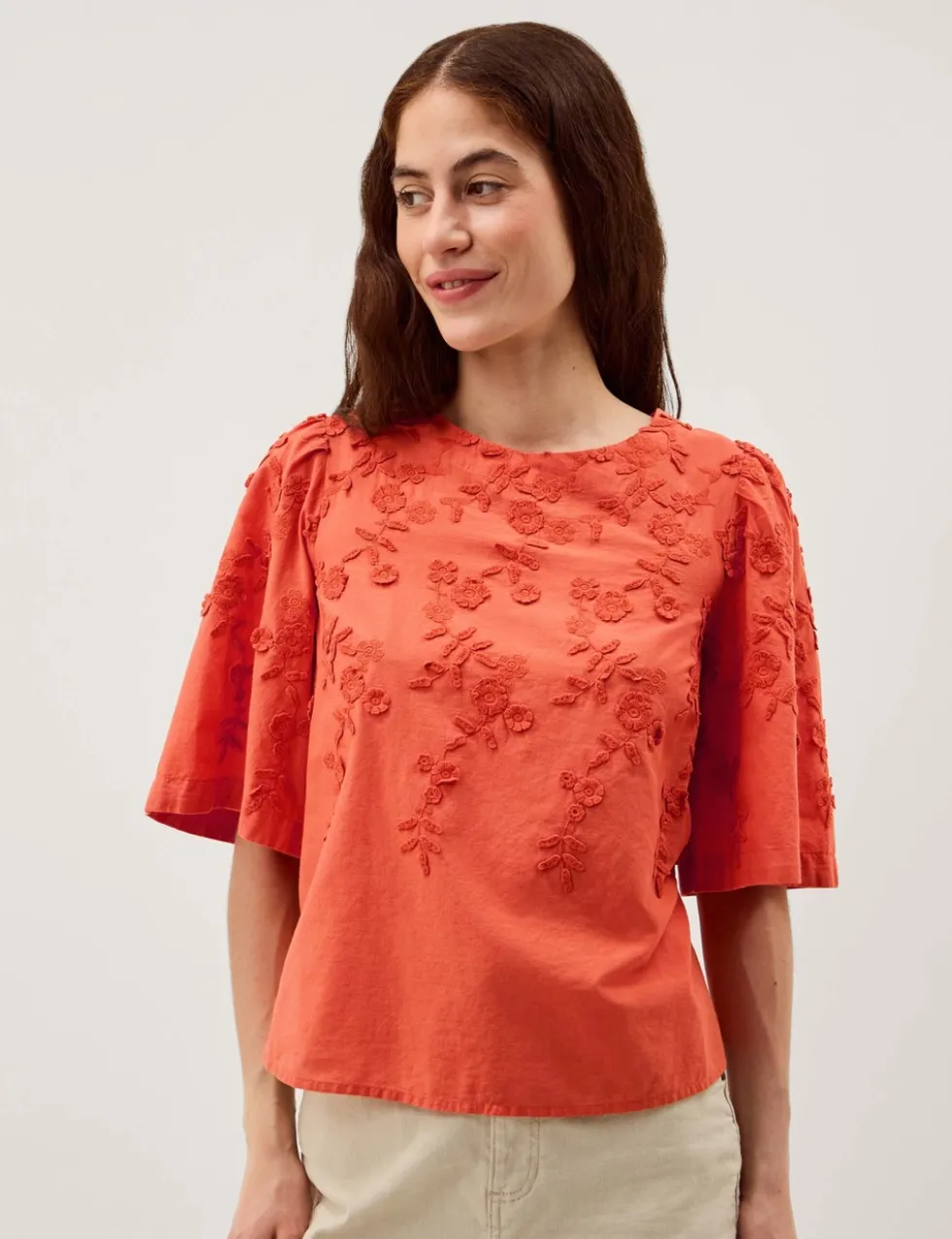 Pure Cotton Floral Embroidered Top