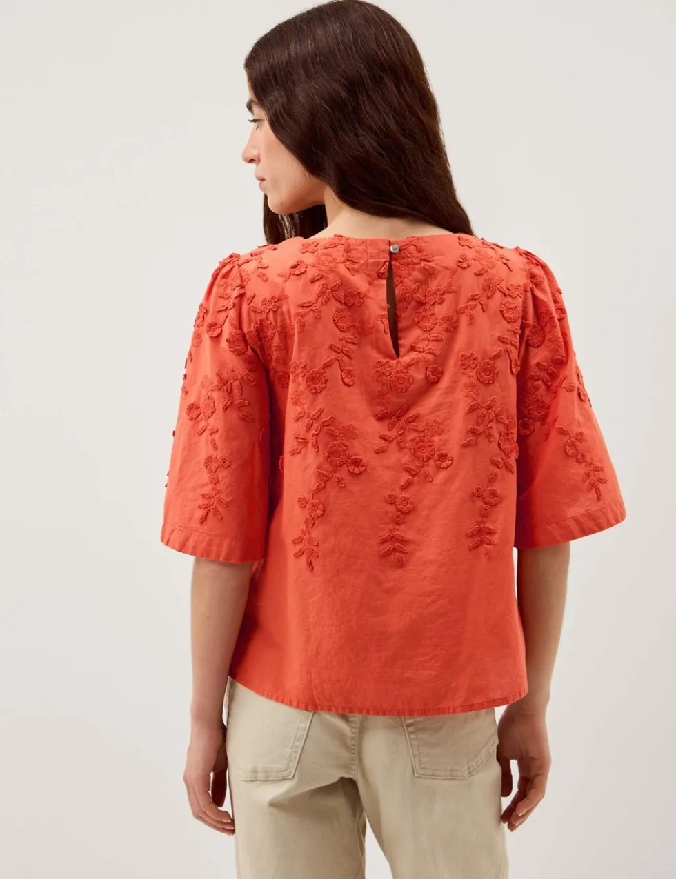 Pure Cotton Floral Embroidered Top