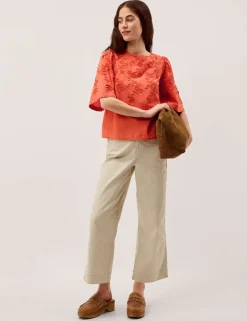 Pure Cotton Floral Embroidered Top