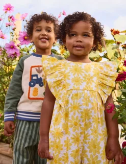 Pure Cotton Floral Frill Jumpsuit (6 Mths-9 Yrs)
