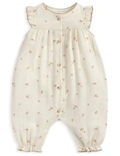 Pure Cotton Floral Frill Shoulder Romper (0-12 Mths)