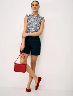 Pure Cotton Floral Frill Sleeve Blouse