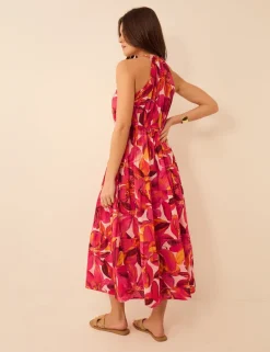 Pure Cotton Floral Halter Neck Beach Dress