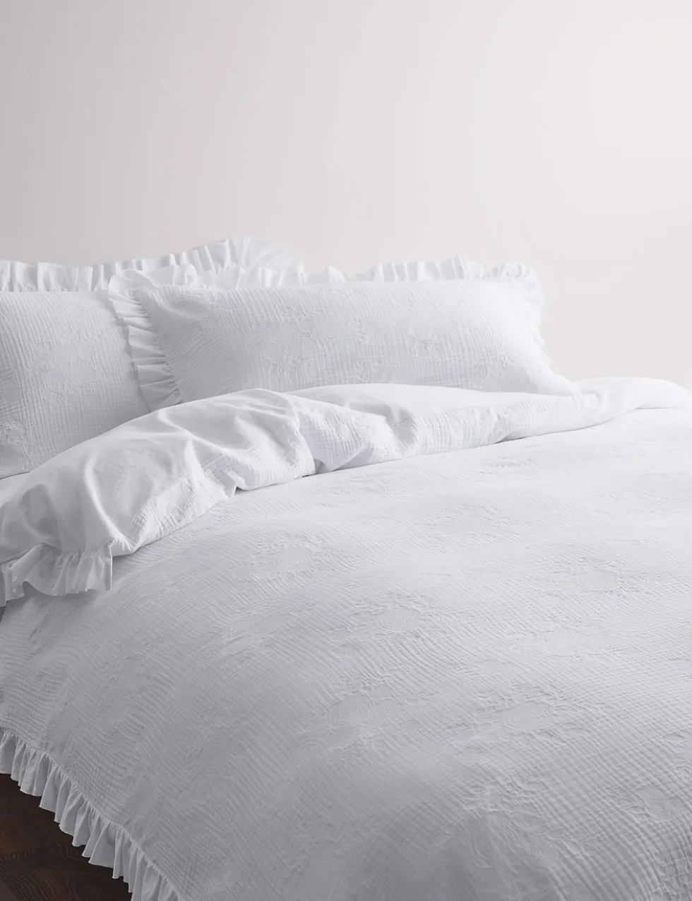 Pure Cotton Floral Jacquard Ruffle Bedding Set