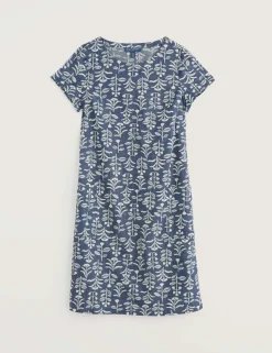 Pure Cotton Floral Knee Length Shift Dress