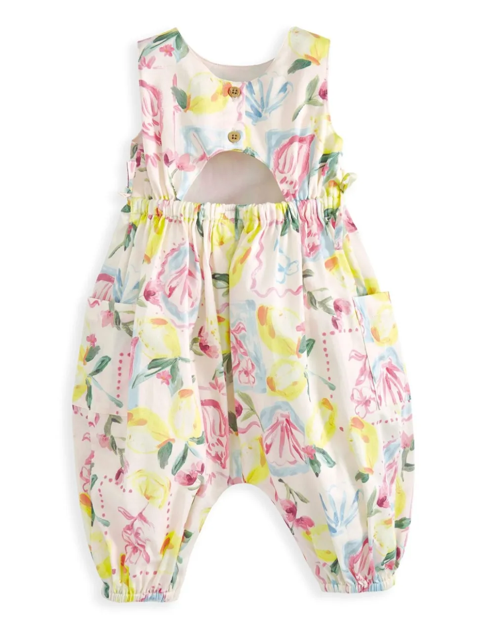 Pure Cotton Floral Lemon Print Romper (0-3 Years)
