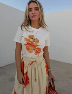 Pure Cotton Floral Maxi A-Line Skirt