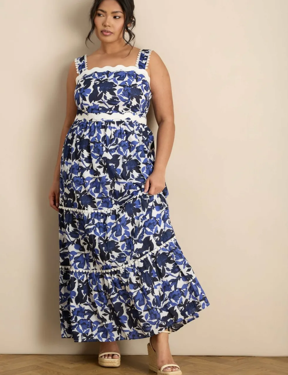Pure Cotton Floral Maxi Smock Dress