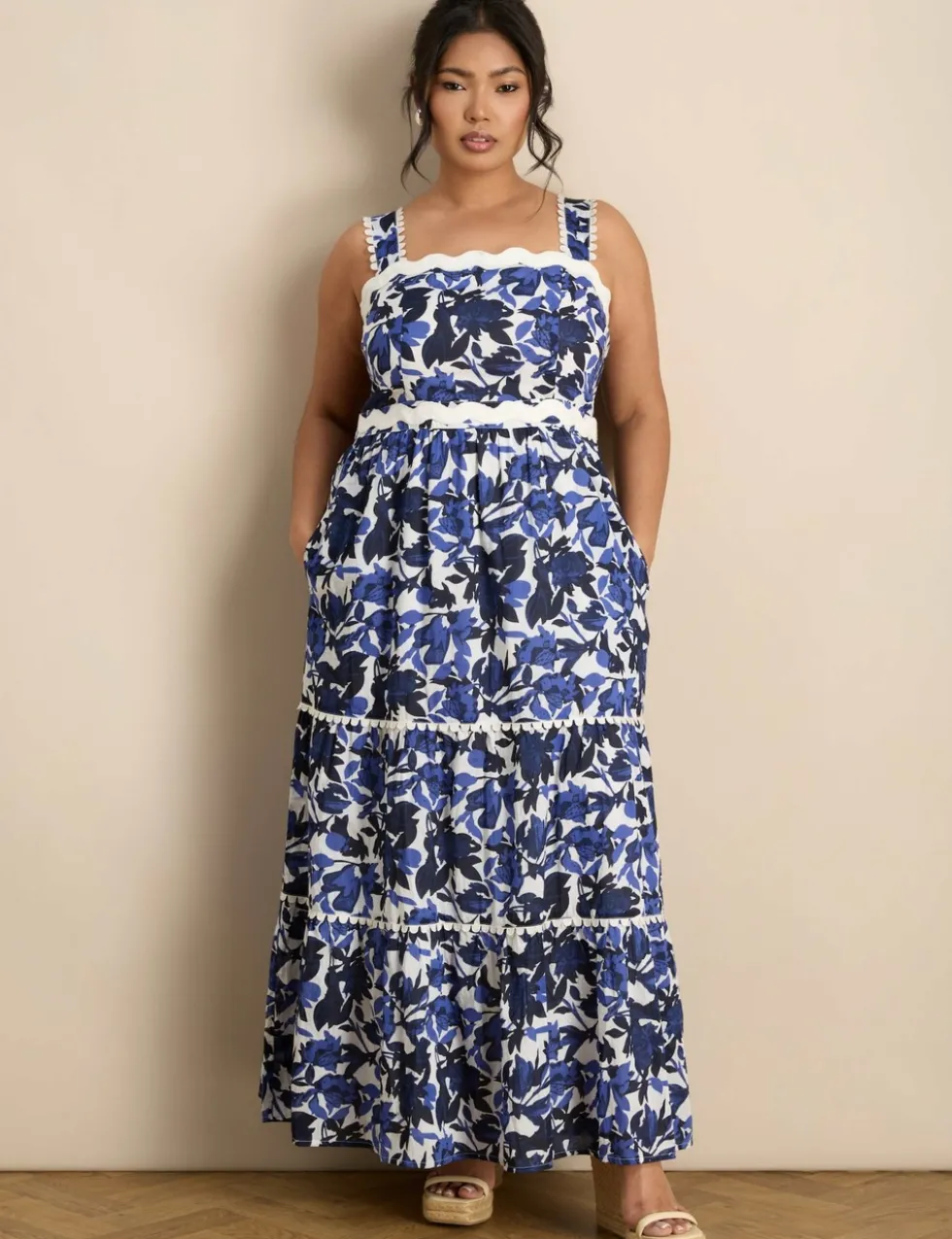Pure Cotton Floral Maxi Smock Dress