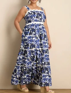 Pure Cotton Floral Maxi Smock Dress