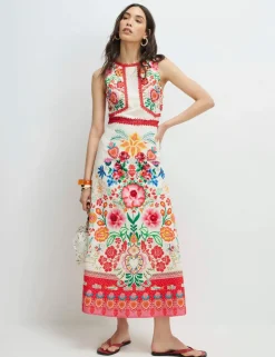 Pure Cotton Floral Midaxi Column Dress