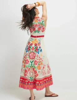 Pure Cotton Floral Midaxi Column Dress