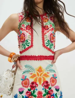 Pure Cotton Floral Midaxi Column Dress