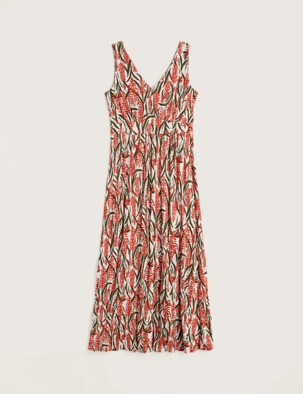 Pure Cotton Floral Midaxi Waisted Dress