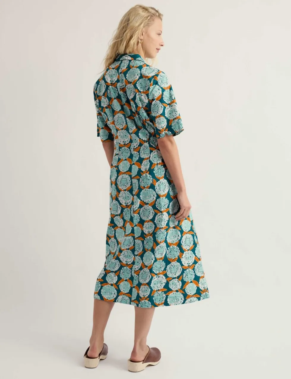 Pure Cotton Floral Midi Shirt Dress