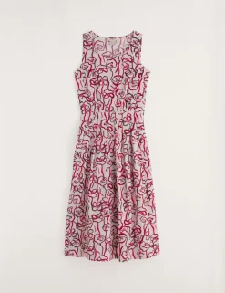 Pure Cotton Floral Midi Skater Dress