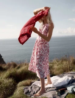 Pure Cotton Floral Midi Skater Dress