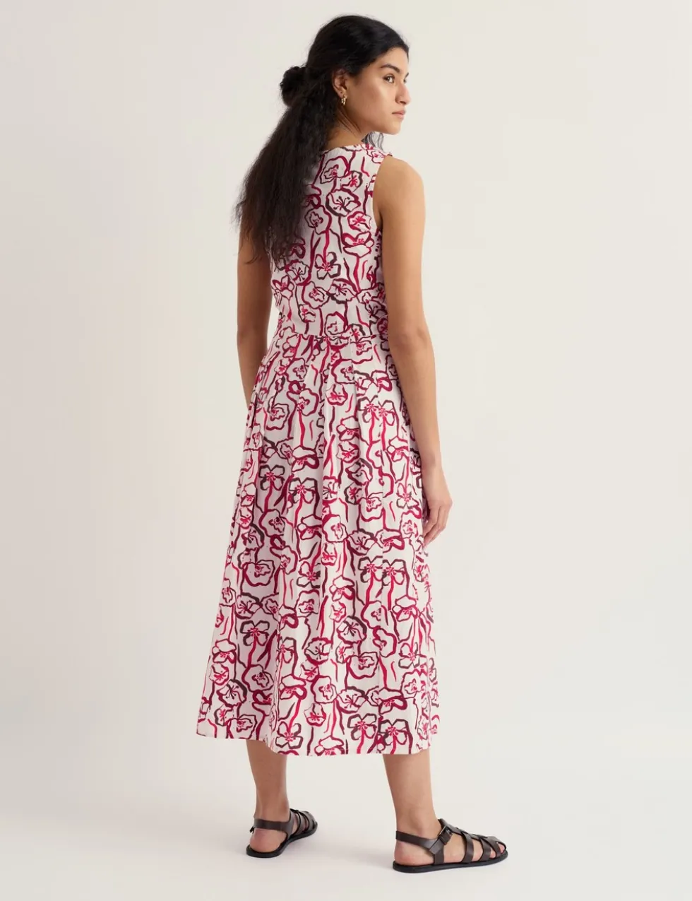 Pure Cotton Floral Midi Skater Dress