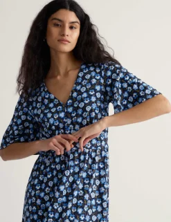 Pure Cotton Floral Midi Skater Dress