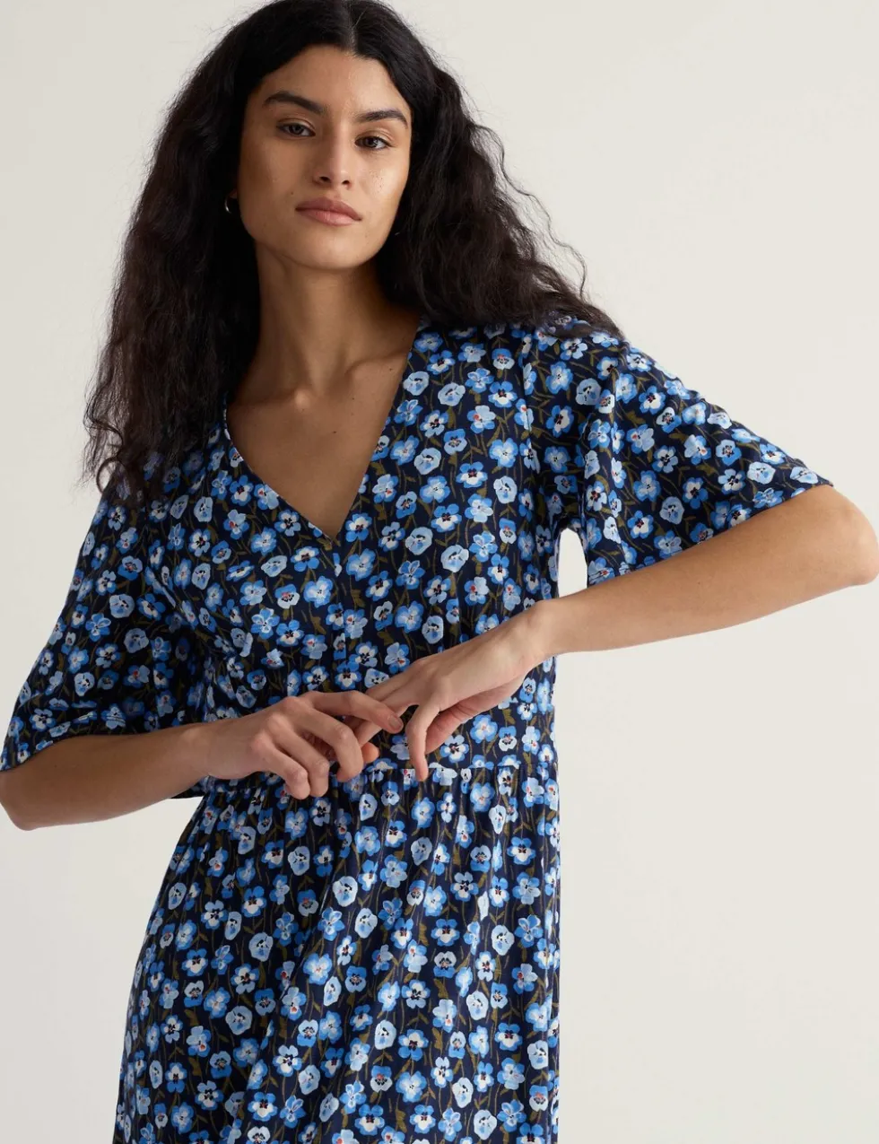 Pure Cotton Floral Midi Skater Dress