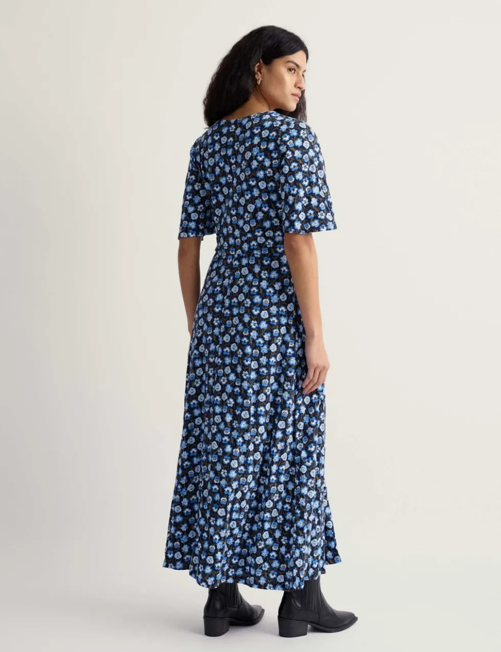 Pure Cotton Floral Midi Skater Dress