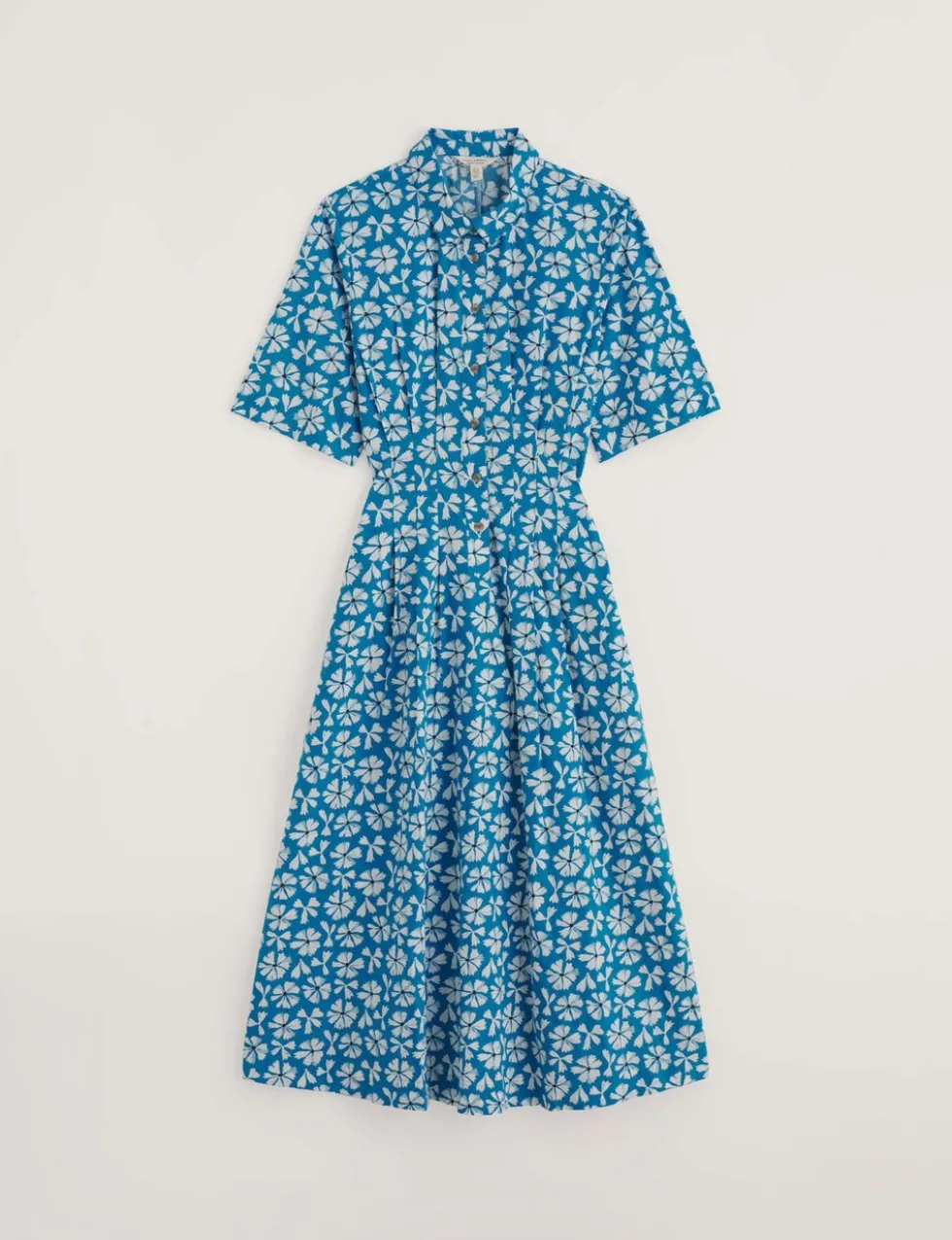 Pure Cotton Floral Midi Shirt Dress