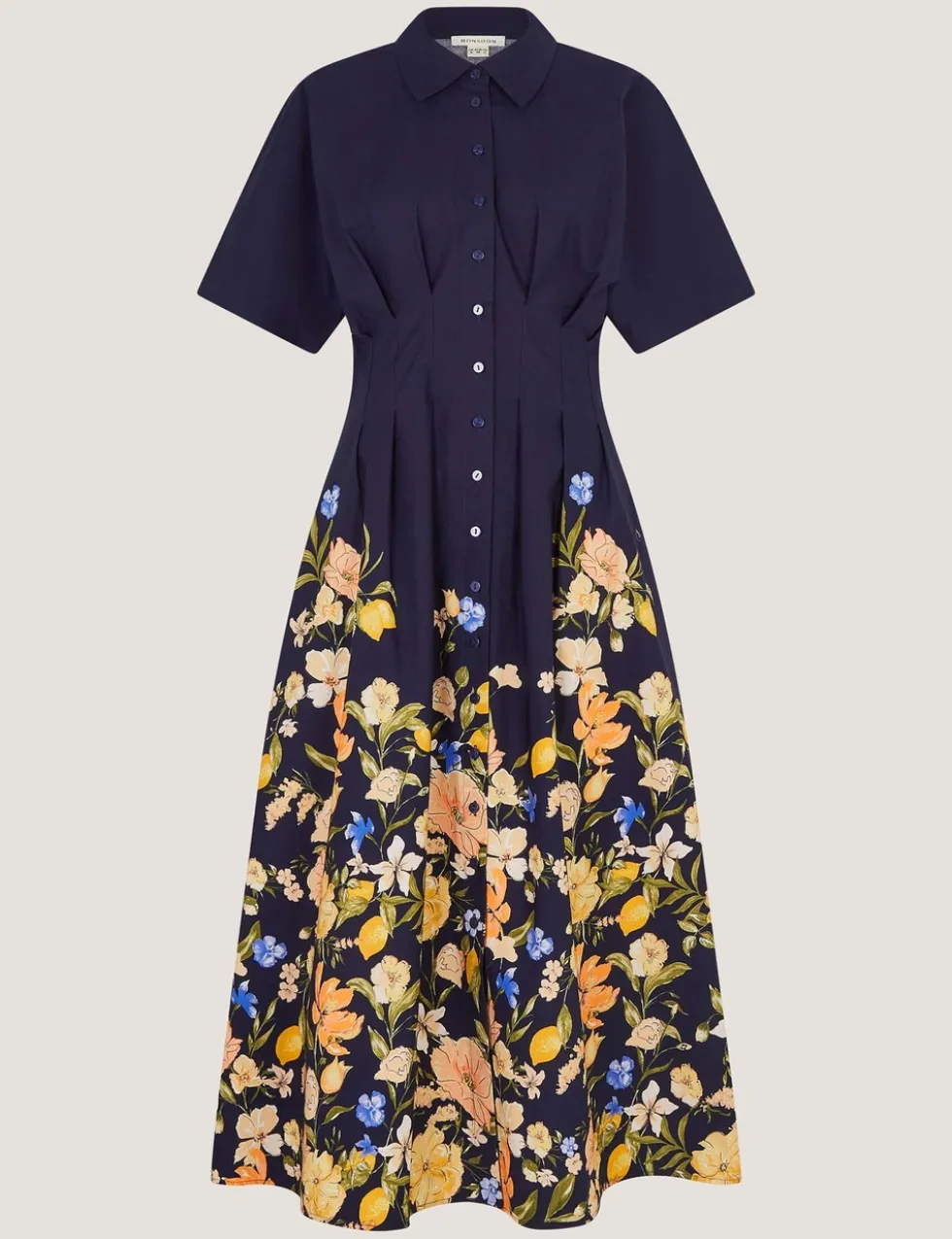 Pure Cotton Floral Midi Shirt Dress