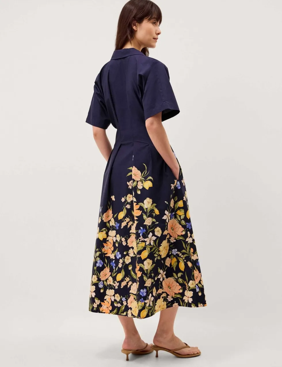 Pure Cotton Floral Midi Shirt Dress