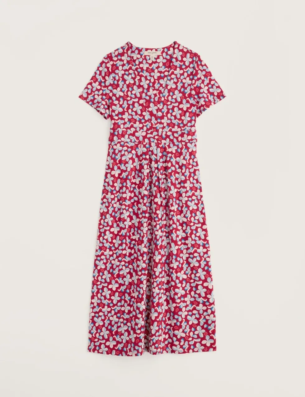 Pure Cotton Floral Midi Waisted Dress