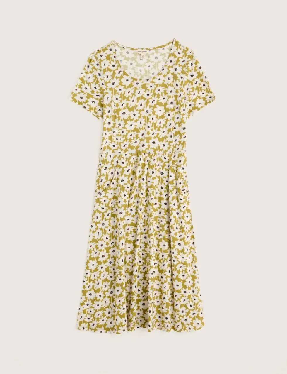 Pure Cotton Floral Midi Waisted Dress