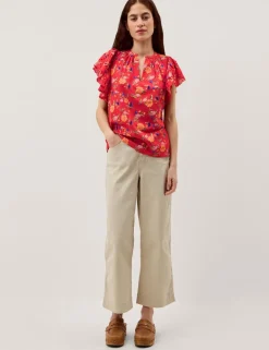 Pure Cotton Floral Notch Neck Blouse