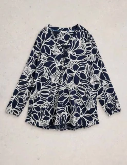 Pure Cotton Floral Notch Neck Tunic